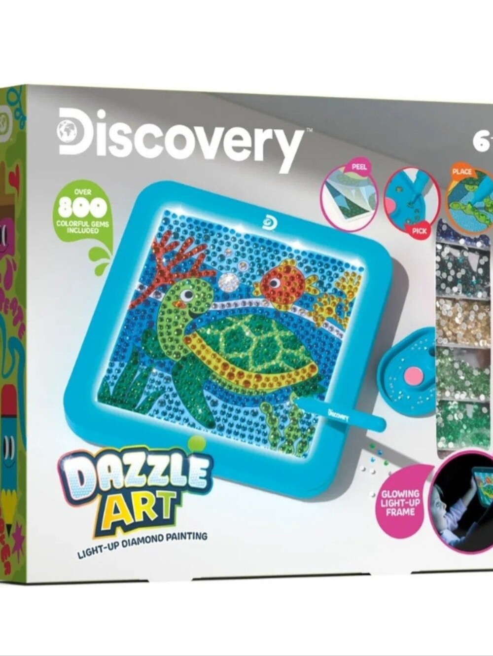 Discovery Dazzle Art Light-Up Diamond Painting Kit - Blue, Green, Yellow -nwot